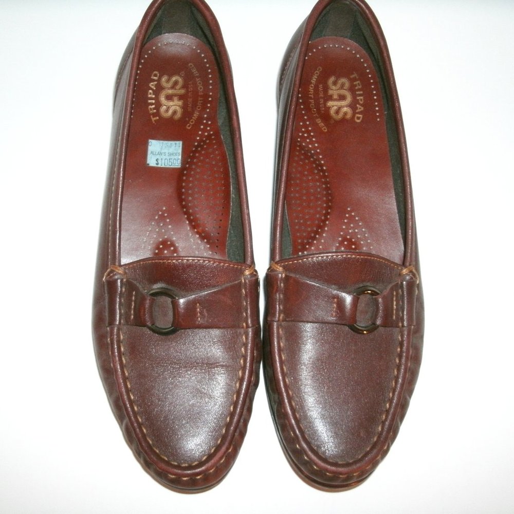 SAS Womens Loafers Leather Brown Tripad Comfort Moc Toe Size 8 Slim